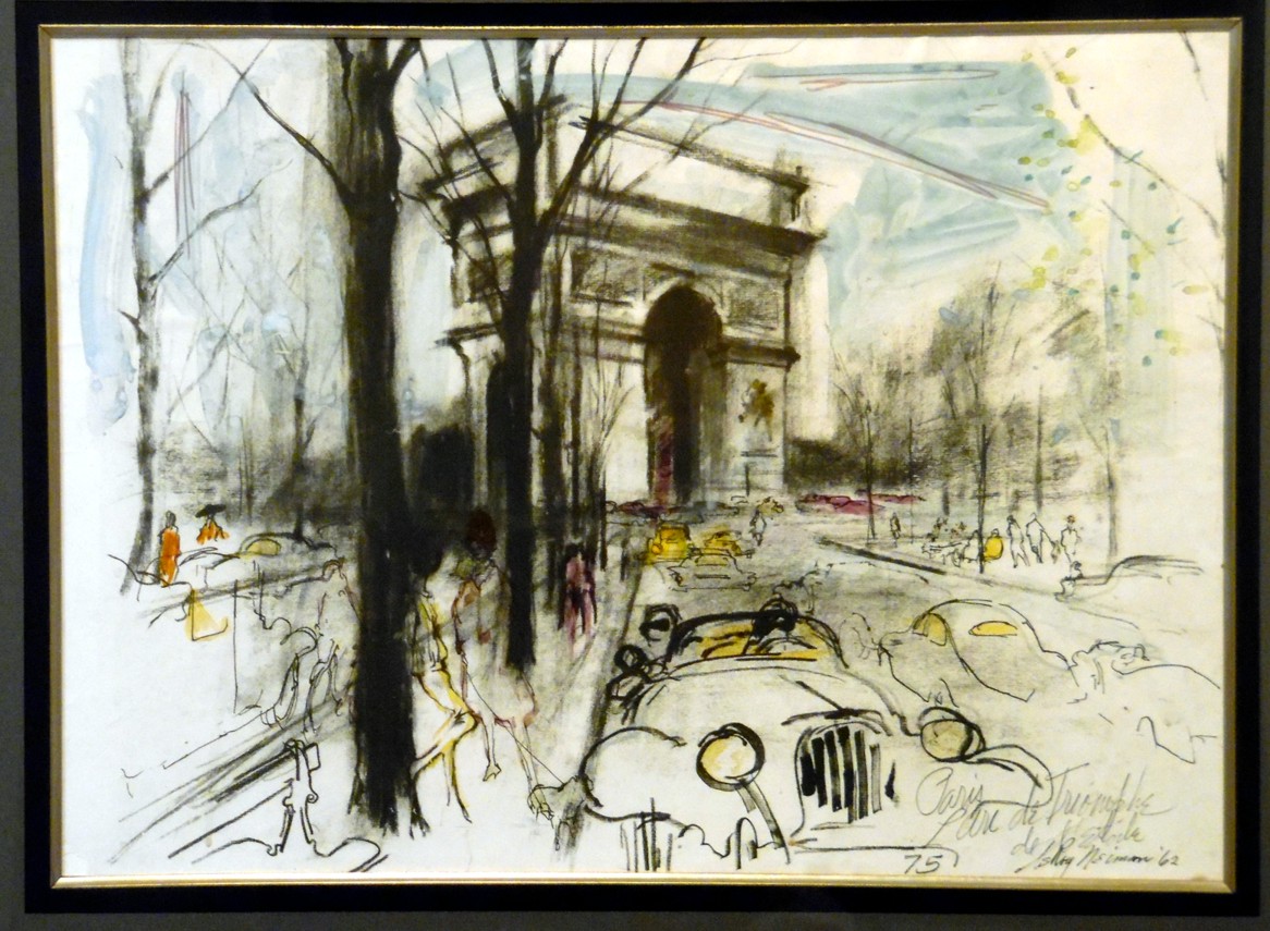 Leroy Neiman - Arc de Triomphe - original watercolor painting